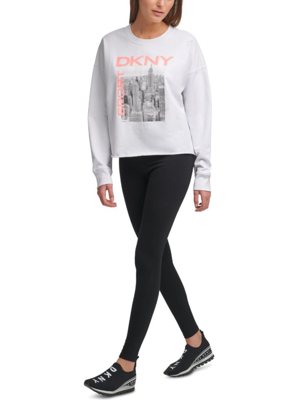 DKNY Womens Activewear Sport City Skyline Graphic Sweatshirt